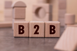 B2B “Business to Business” written on a wooden block